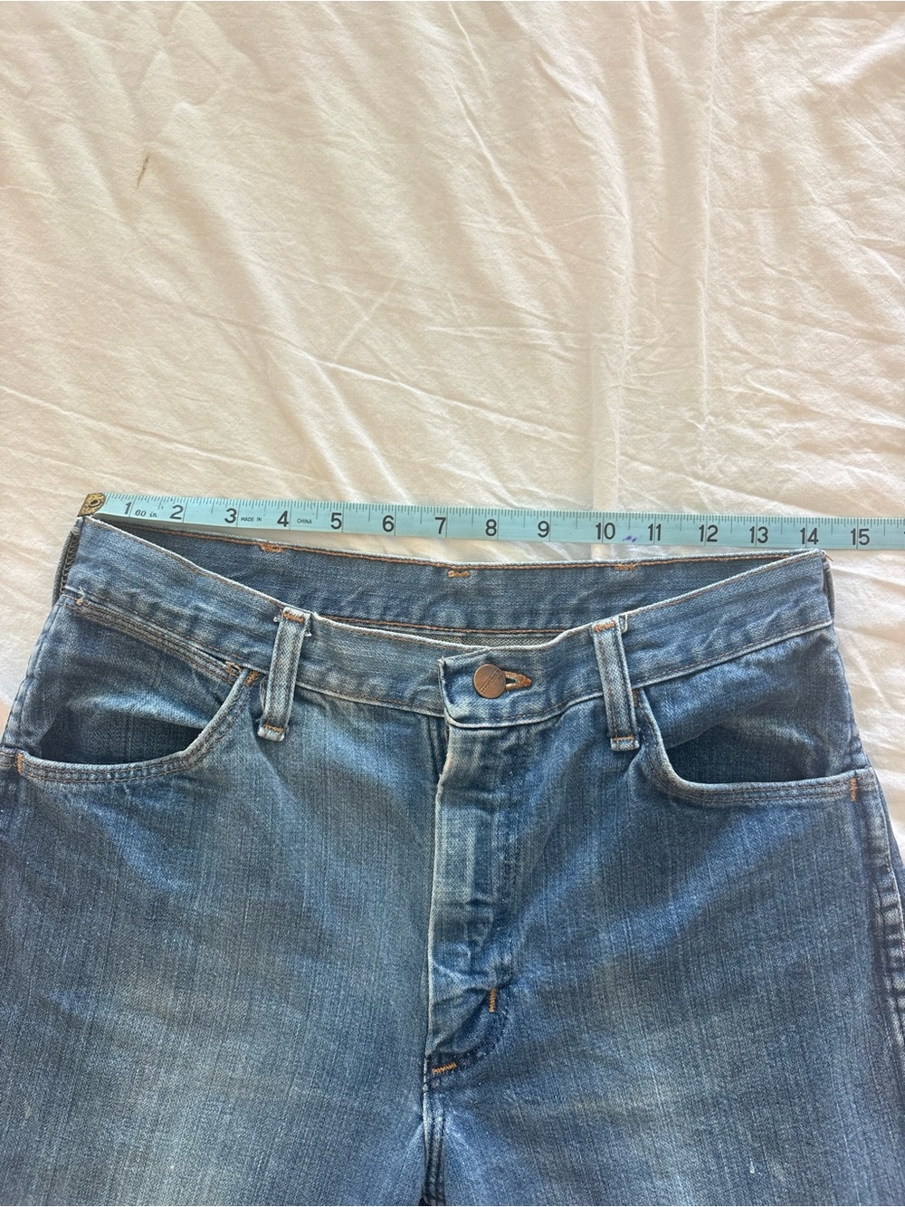 Vintage MAVERICK Bootcut Jeans — Made in USA — Distressed — Tagged 31x34 - Picture 5 of 8